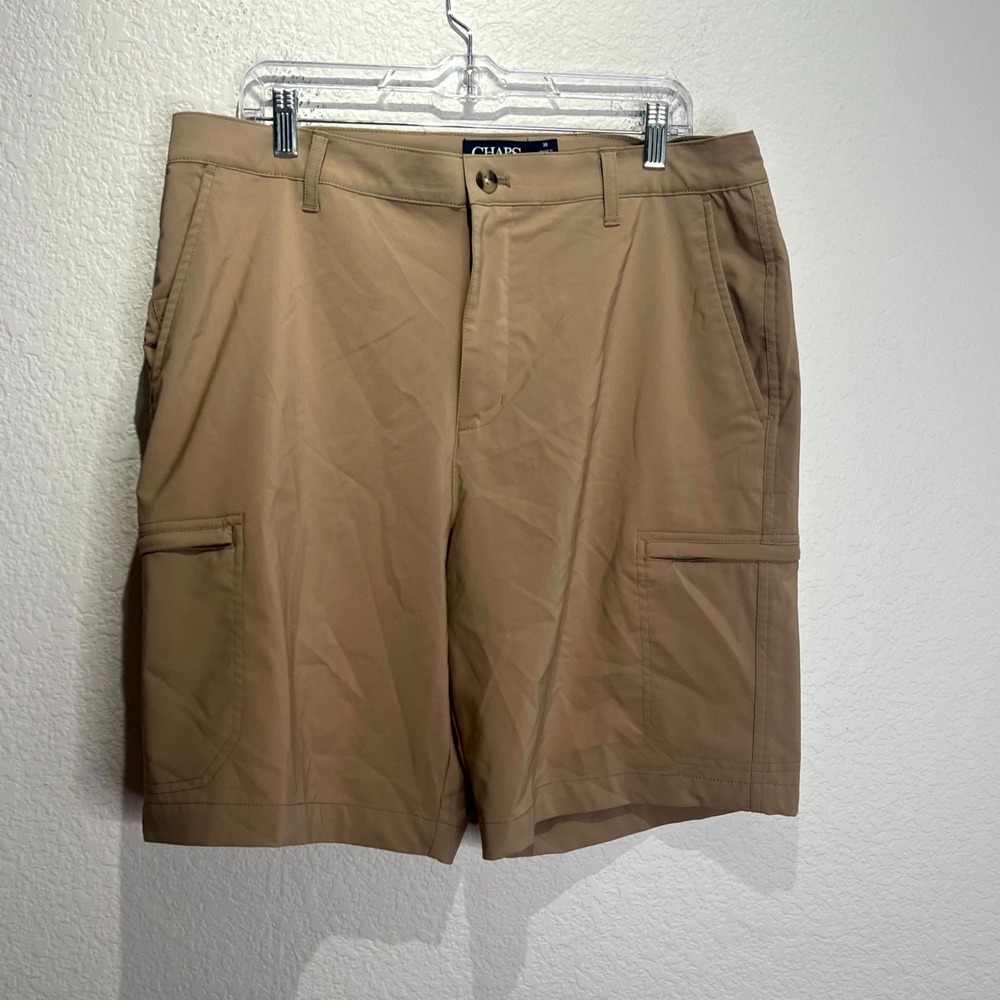 Chaps Golf Shorts Mens 36 Tan Stretch Logo Cargo Pockets Performance Outdoor‎